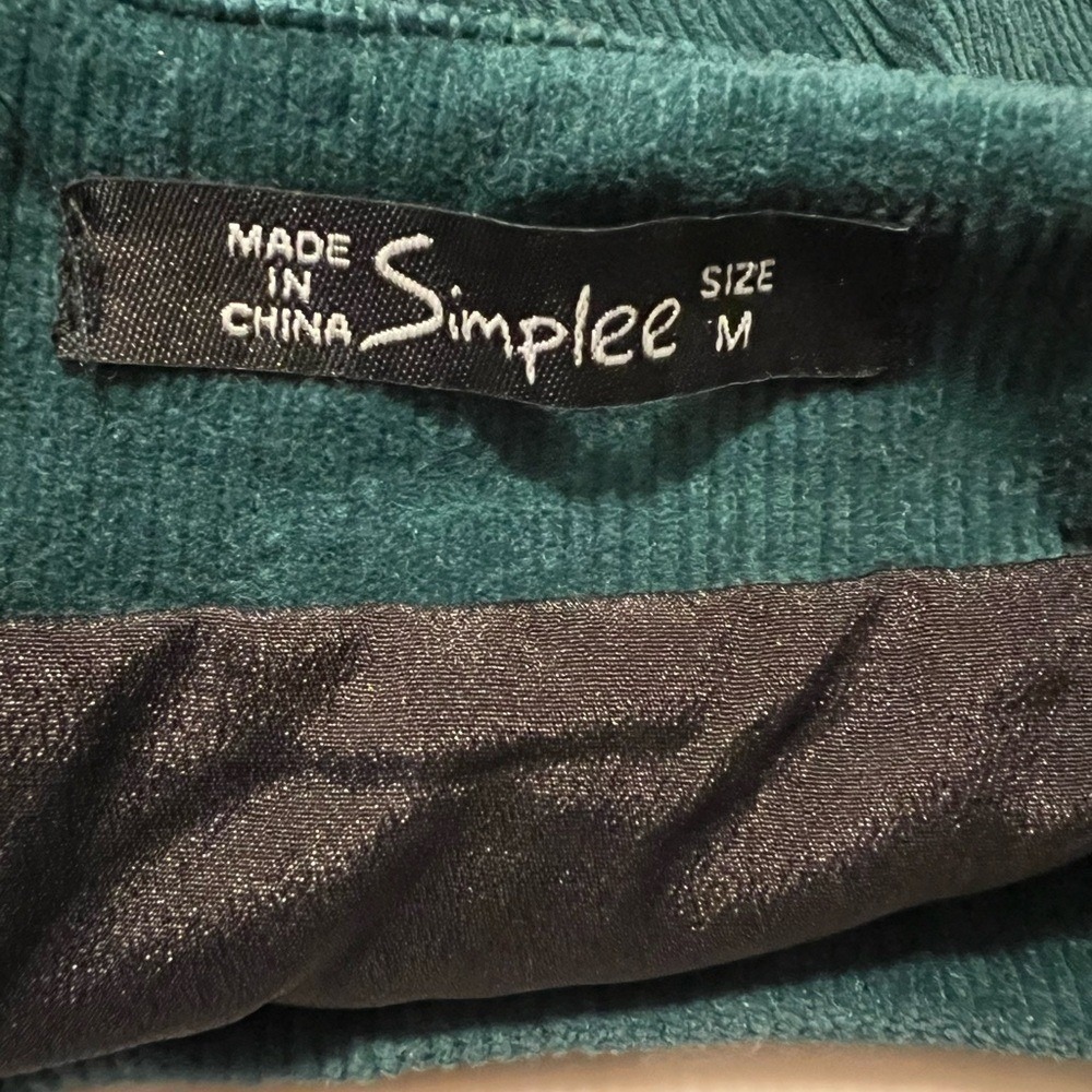 Simplee Dark Green Corduroy Embroidered Floral Mini Skirt Boho Folk Size M - Picture 3 of 3